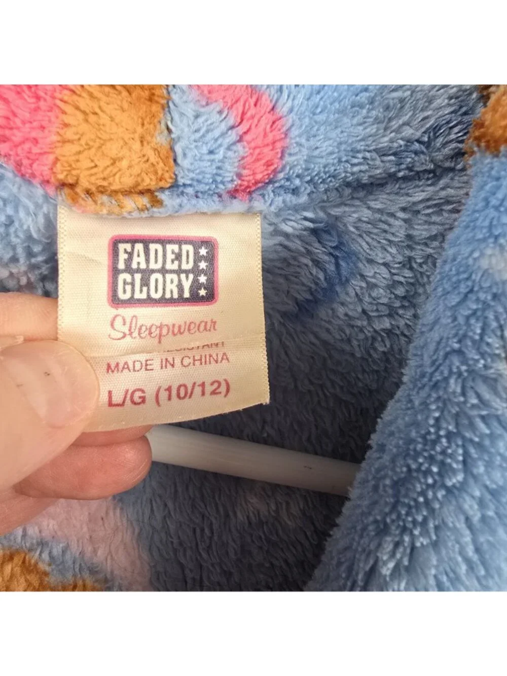 Faded Glory Girls Fleece Blue Robe Monkey Print Flame Resistant